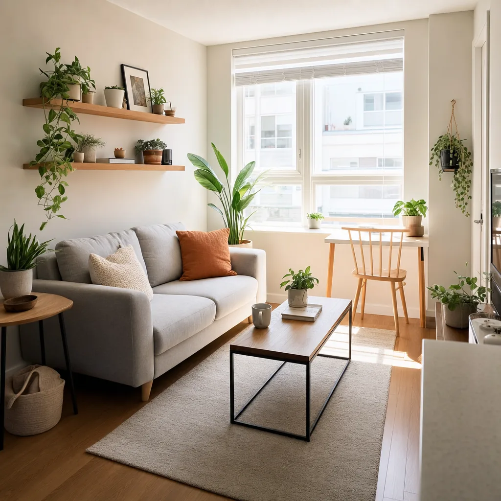 A small rental living room