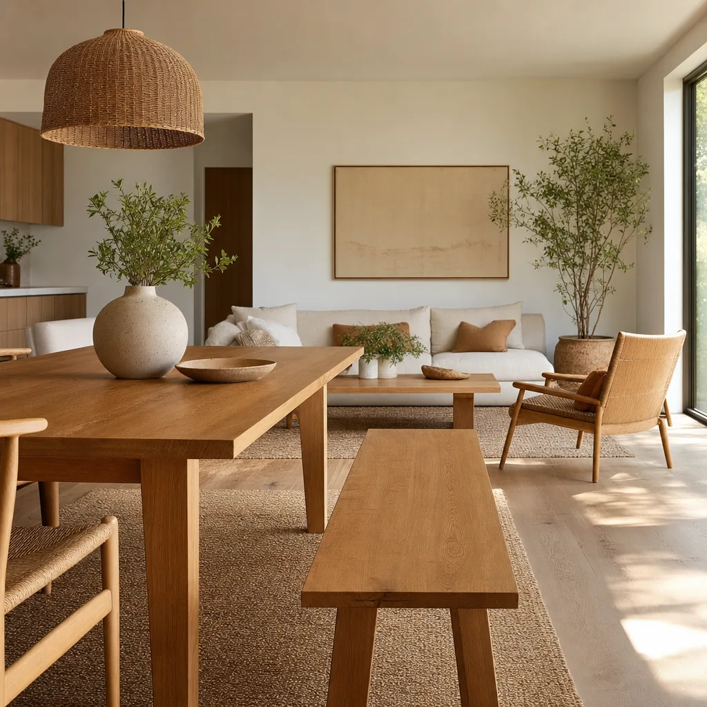 An oak dining area